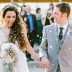 Image of A Happiest Bride and Groom Holding Hands Each other in their Wedding Ceremony With Full Of Joy.